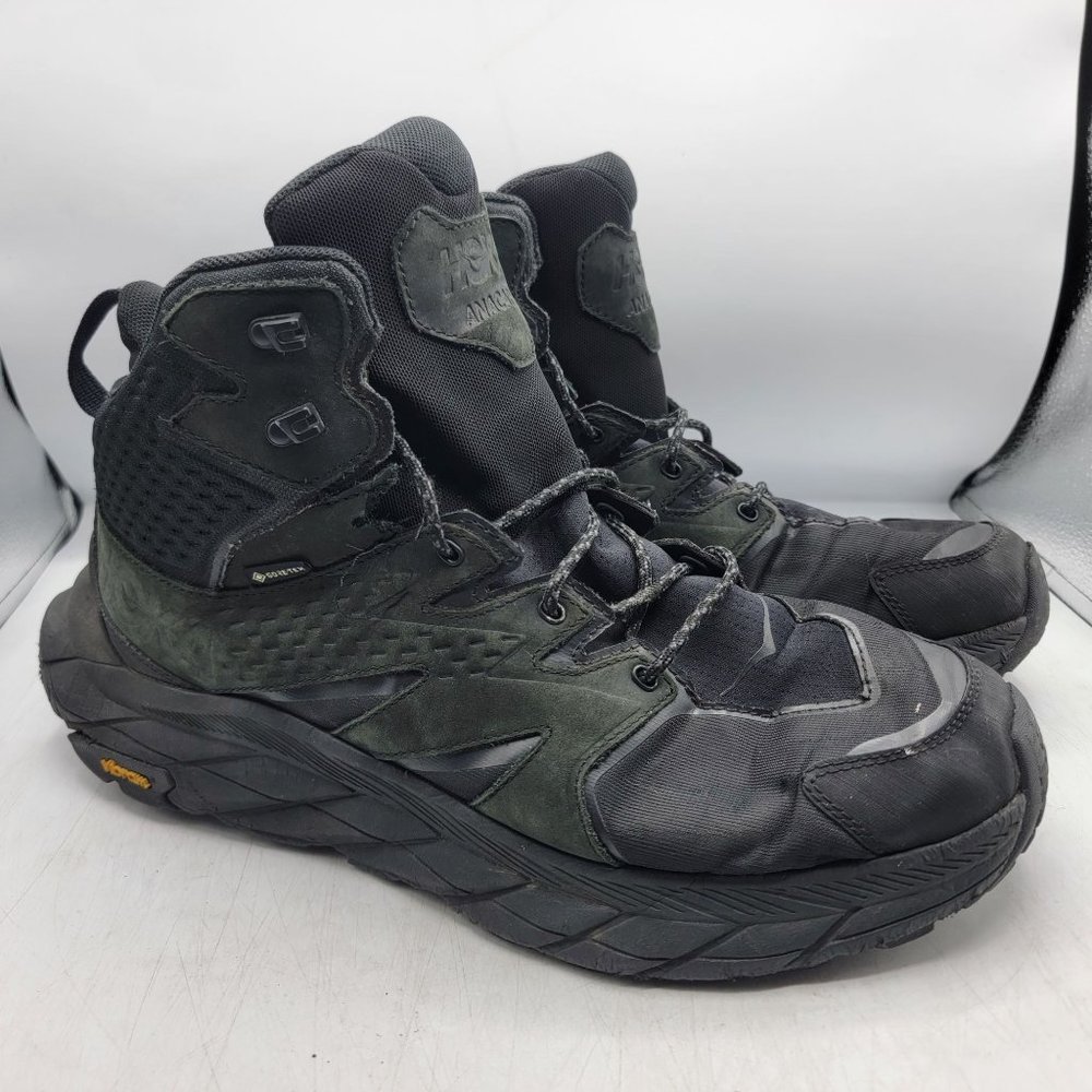 Hoka Anacapa Mid GTX Mens 11 Black Athletic Hiking Boots Vibram Soles 1122018